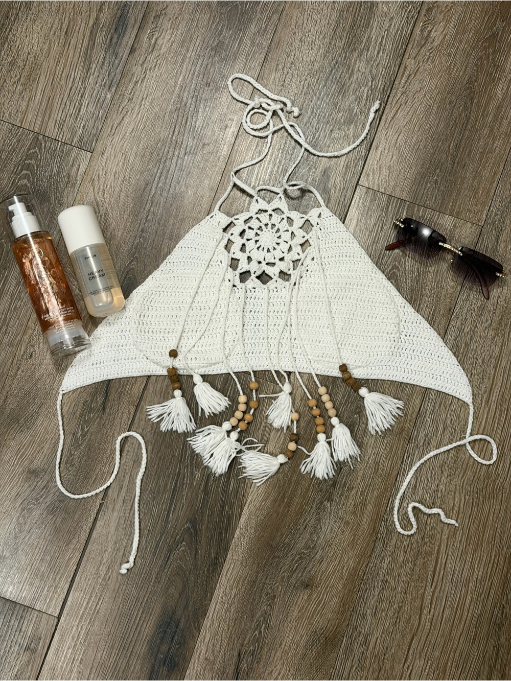 🤍 Boho Crochet Halter Bikini Top / Festival Top